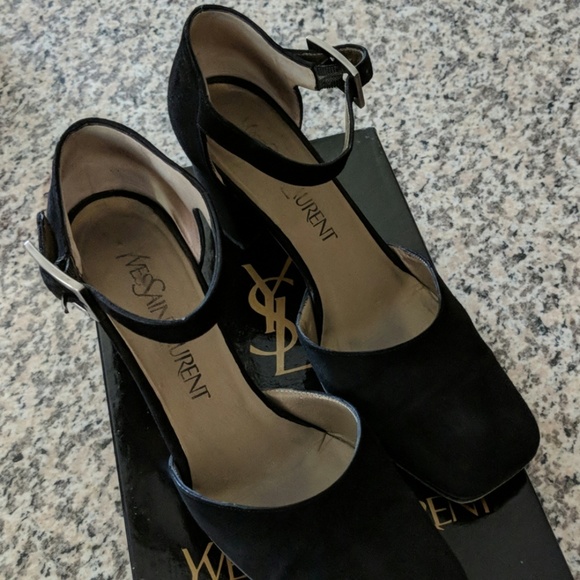 ysl block heel sandals
